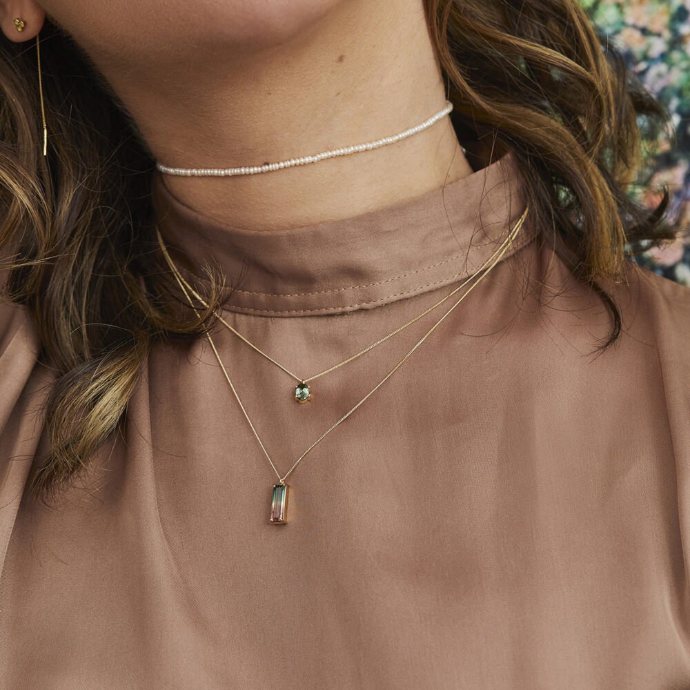 Baguette watermelon tourmaline necklace - Image 2