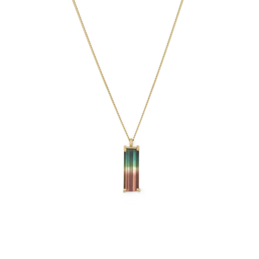 Baguette watermelon tourmaline necklace