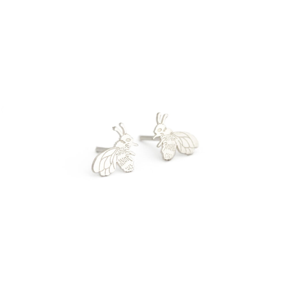 Earrings silver bee